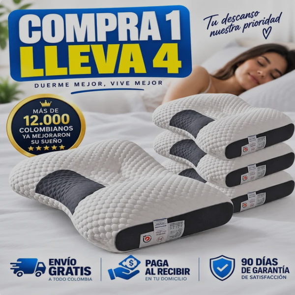 Compra 1 y Lleva 4 | La Almohada Ortopédica Más Vendida de Colombia